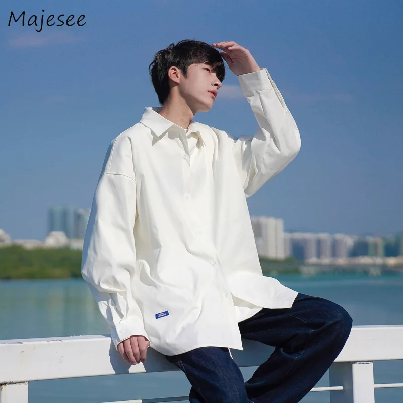 

Long Sleeve Shirts Men Teens Handsome Simply Gentle Fashion Clothing Japanese Autumn Cool Preppy College Camisa Casual Ulzzang