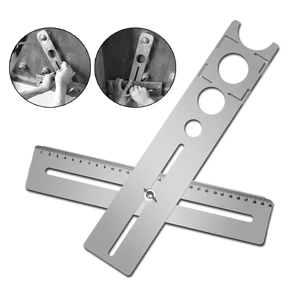 Multi-Functional Stainless Steel Ceramic Tile Hole Locator Ruler Adjustable Punching Hand Tool House Decorated Work 1pc tile hole locator