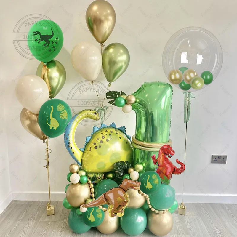 

Набор воздушных шаров в виде динозавра для украшения дня рождения, игрушки для мальчиков, подарок, номер 1-9, фольгированные баллончики для дня рождения, фон для детей