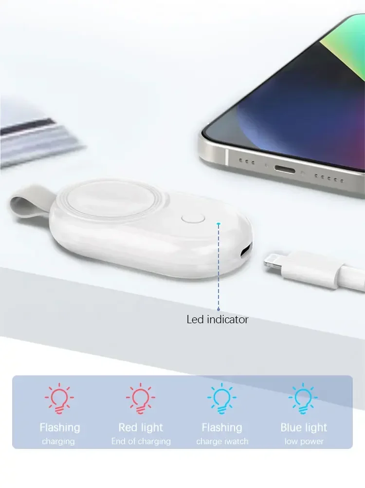 Portable Magnetic Watch Wireless Charger For Apple Watch iWatch 9 8 UItral 7 6 5 4 3 SE 1100mAh Battery Inside Fast USB Charging