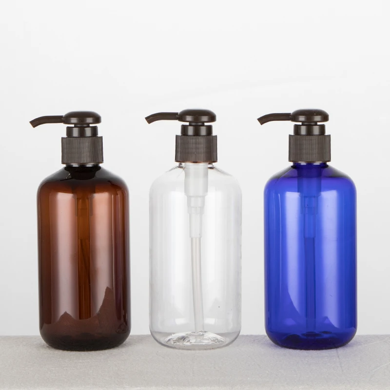 

20pcs 250ml Empty Plastic Brown Clear Blue Bottles With Plastic Pump For Shower Gel Shampoo Facial Cleanser Cosmetic Packaging