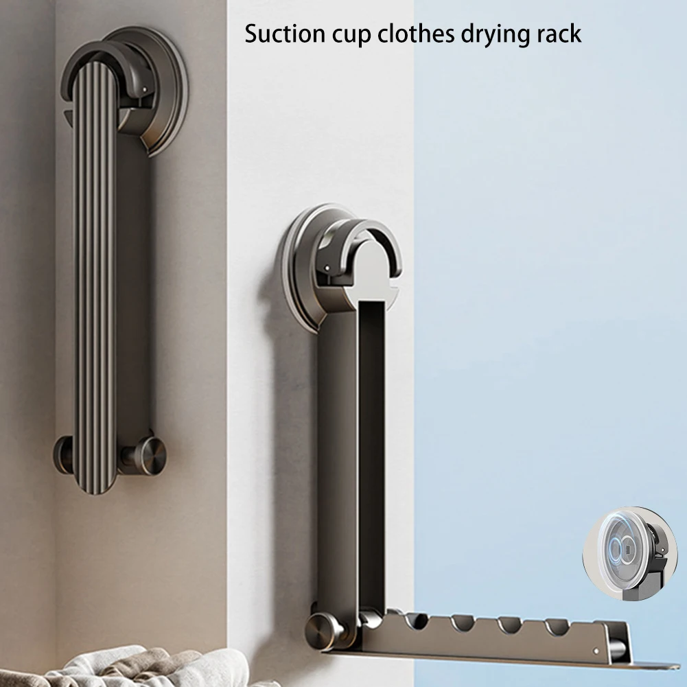 Suction Cup Drying Rack Wall Mount Storage Drying Rack Travel Foldable Clothes Hanger Space Saver Bedroom Balcony Drying Rack 3