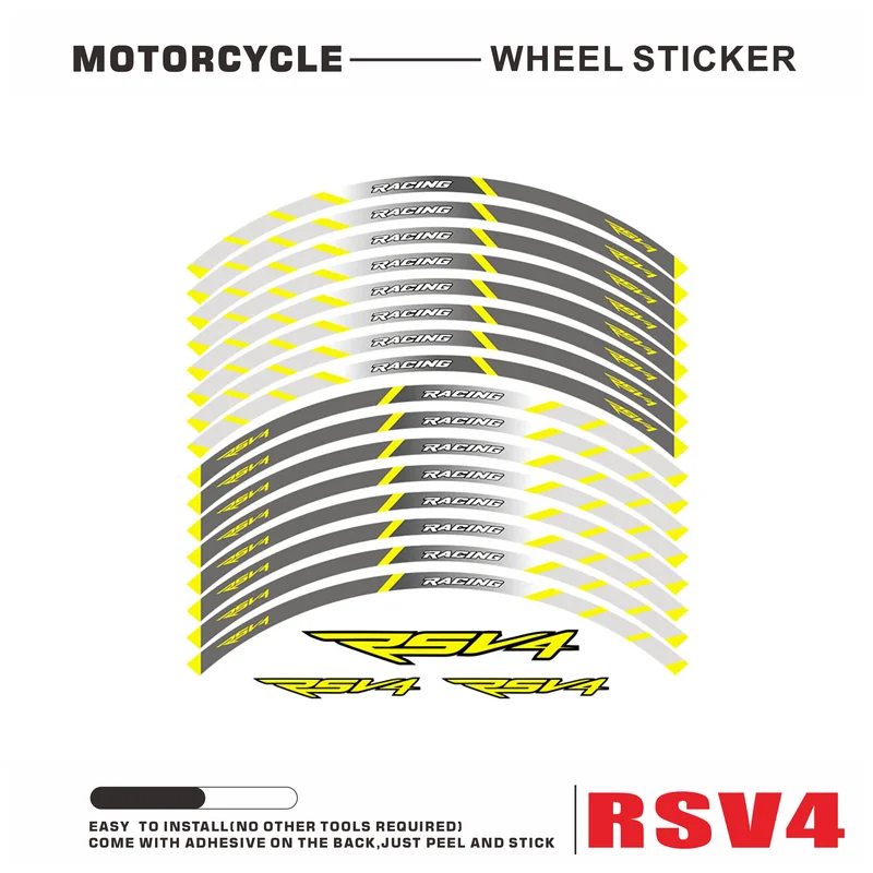 For  RSV4 Dorsoduro Shiver 750 900 Rs125 Tuono 660 GPR150 RS660 Reflective Motorcycle Wheel Tire Sticker Hub Decals Rim