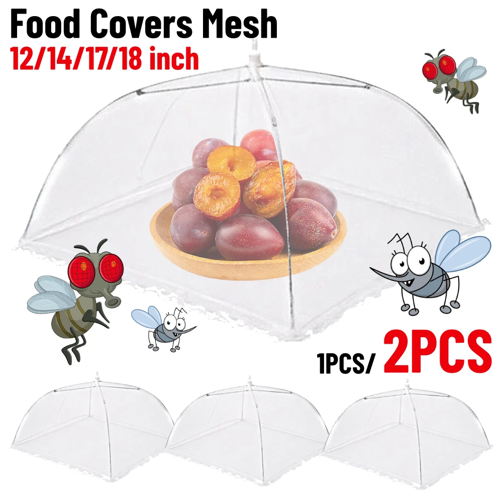 Food Covers Mesh Foldable Kitchen Anti-Fly Mosquito Tent Dome Net Umbrella Picnic Protect Dish Cover Kitchen Gadgets Tool 1 2pcs food cover