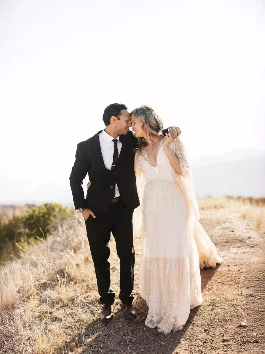 

Summer White Lace Maternity Photo Shoot Long Dress V-neck Boho Pregnancy Photography Maxi Dress