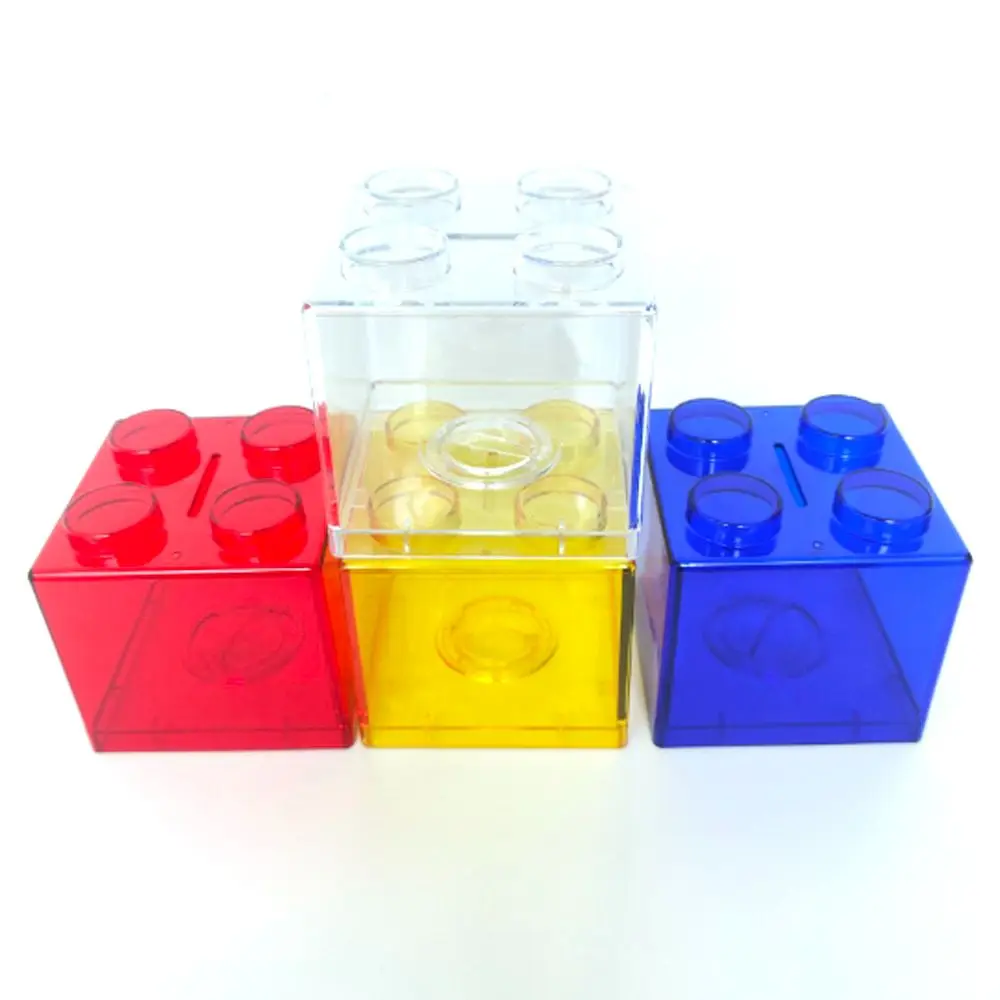 1PC Creative Money Box Building Block Saving Box Transparent Plastic Blocks Coin Storage Case Kid Gift Change Boxes Home Decor
