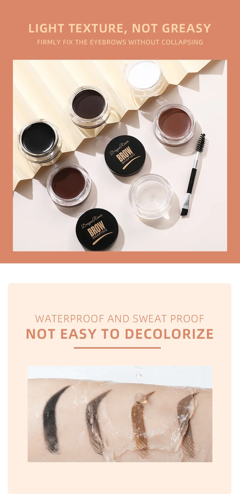 Description Picture 4 of item6 Color Eyebrow Styling Cream Shaping Gel Soap Wax Tint Brow Lift With Brush Waterproof Long Lasting Natural Look