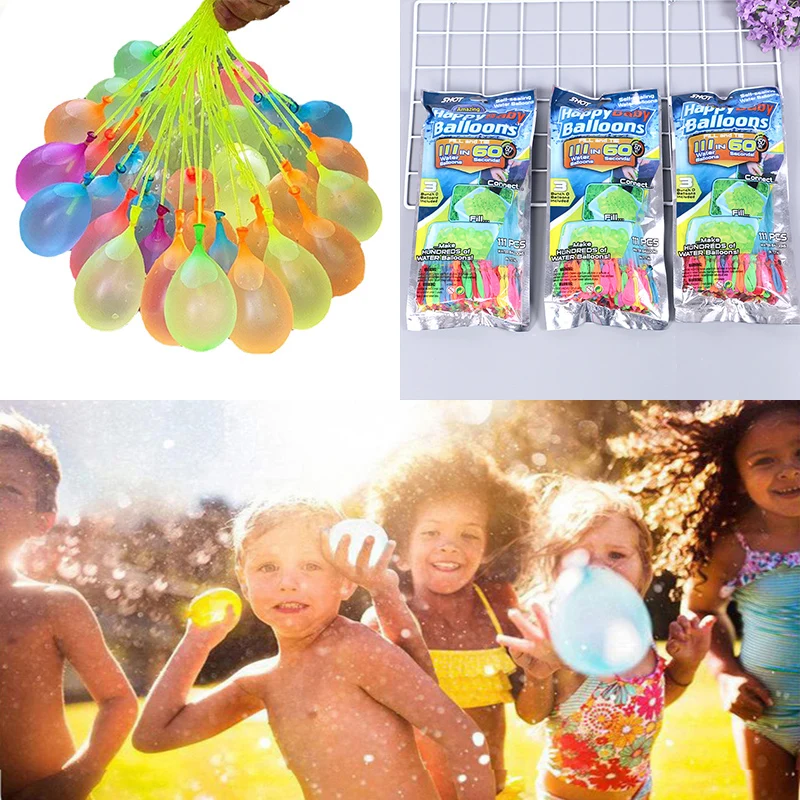 111pcs Water Injection Balloons Summer Self Tying Rapid Beach Funny Party Toys 