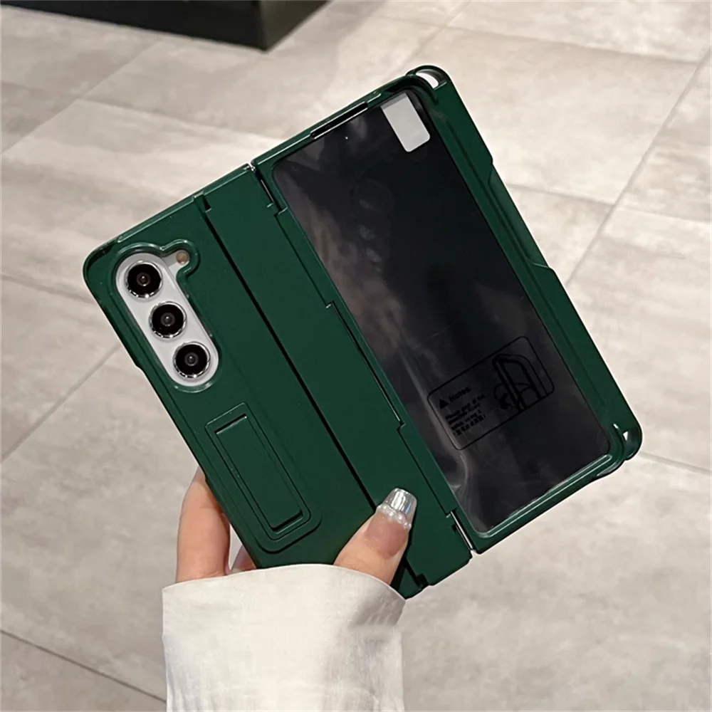 Aromr Hinge Protection With Holder Phone Case For Samsung Galaxy For Z Flip 5 Flip4 Flip3 5G With Tempered Glass Film Cover_voghion.com