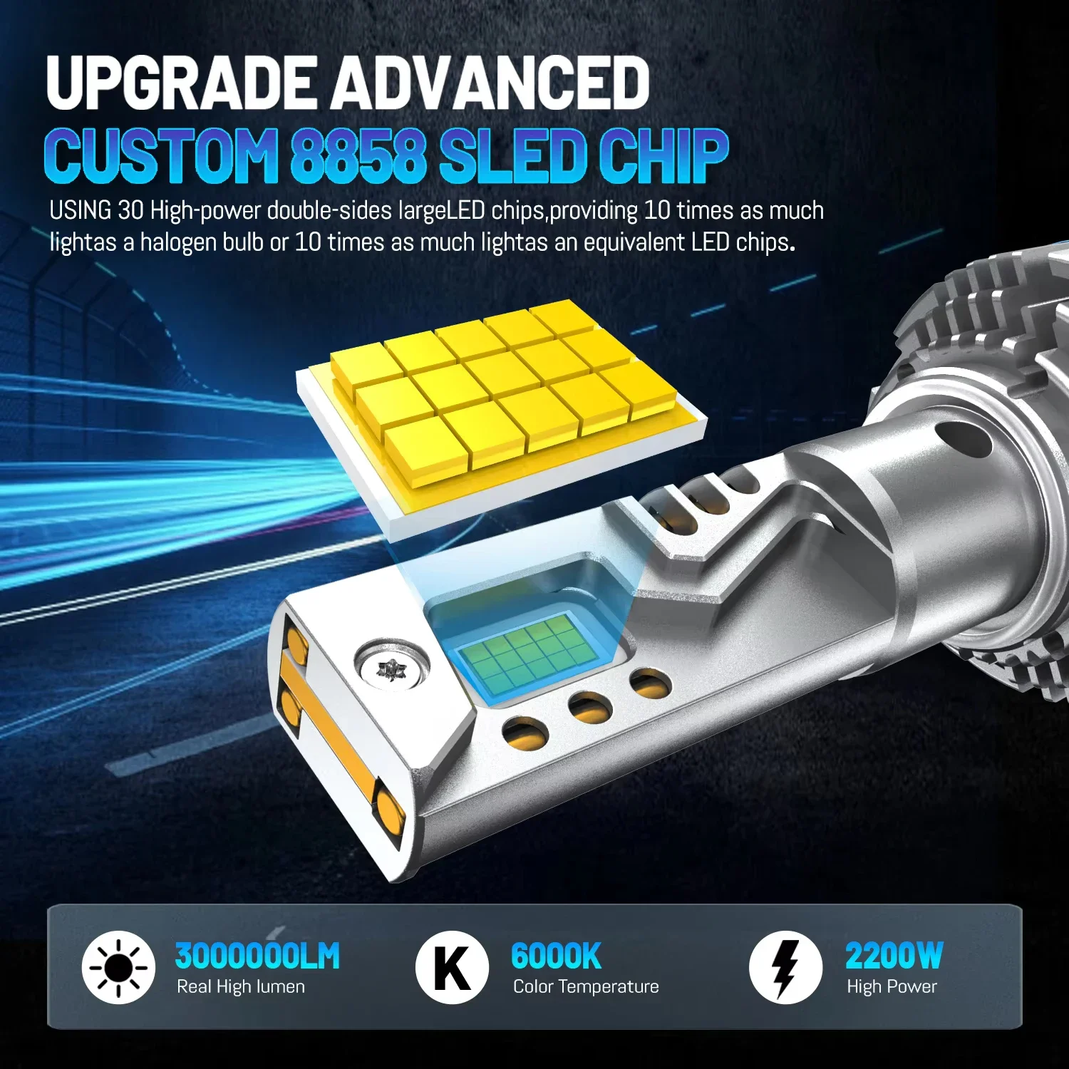 ACTVTCA 2Pcs Car Headlight H4 H7 LED H11 9005 9006 H1 Auto Bulbs 2200W 3000000LM Light Lamp 6000K 12V Led Headlight Bulbs