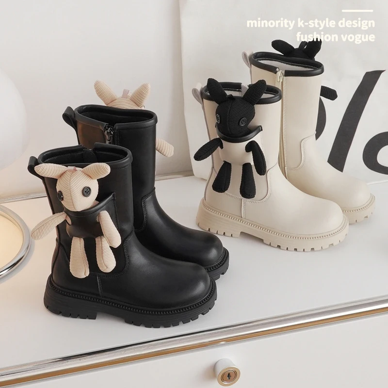 

Winter New Kids Fashion Boots Baby Girls Leather Brand Shoes Toddler Rabbit Chelsea Boots Children Ankle Shoes Boys Chukka Boots