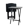 Indoor Folding Table Set of 4 in Black L19 x W15 x H26 inches. 4 Tables+1 Rack Stand. 1