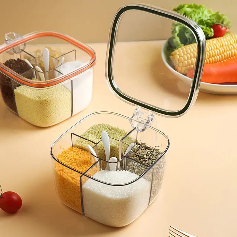 Spice box home kitchen spice jar combination set multi-grid salt monosodium glutamate pepper storage seasoning bottle spice box
