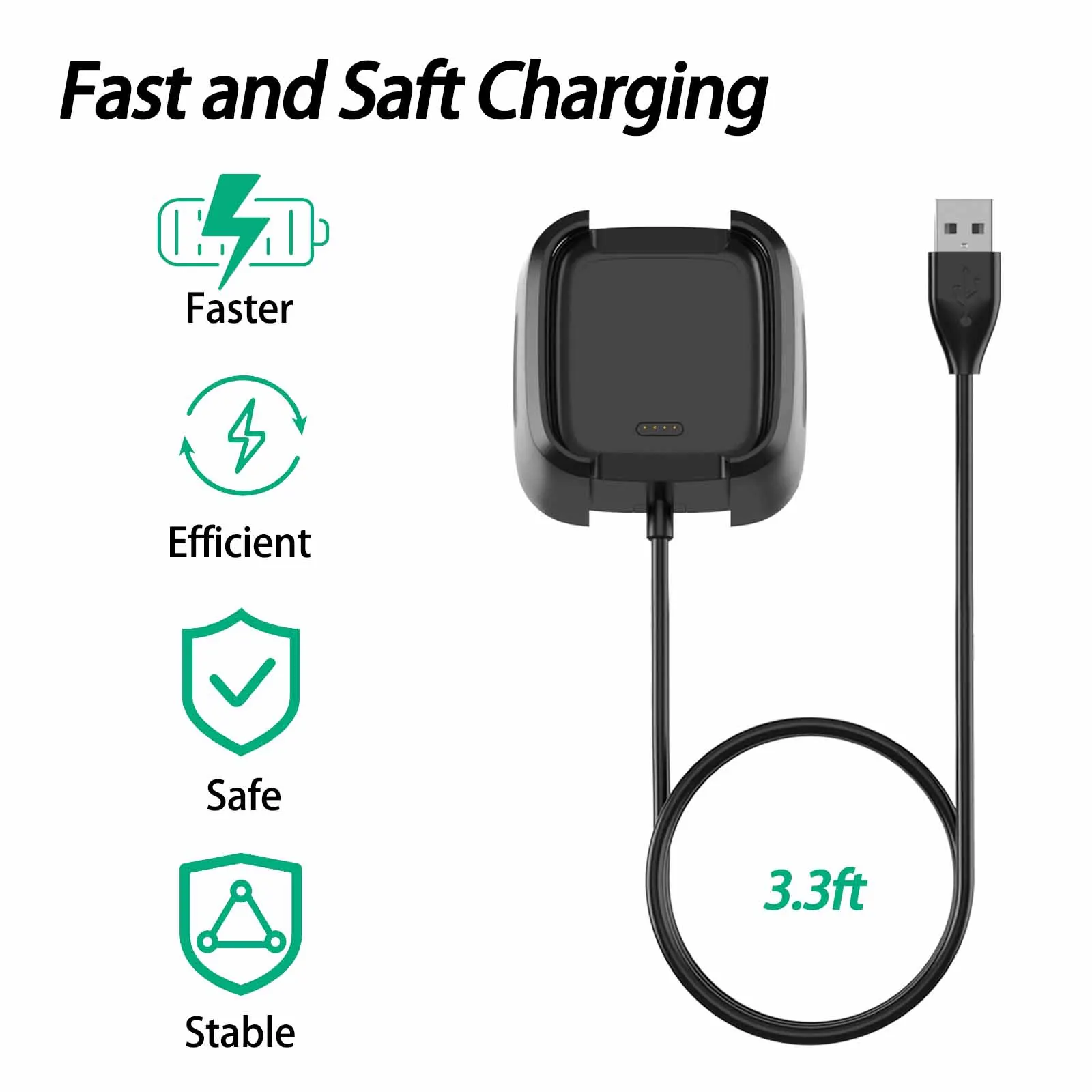 

Сменное Зарядное устройство USB для смарт-браслета Fitbit Versa 2, док-станция с подставкой и держателем для зарядного устройства Fitbit Versa 2