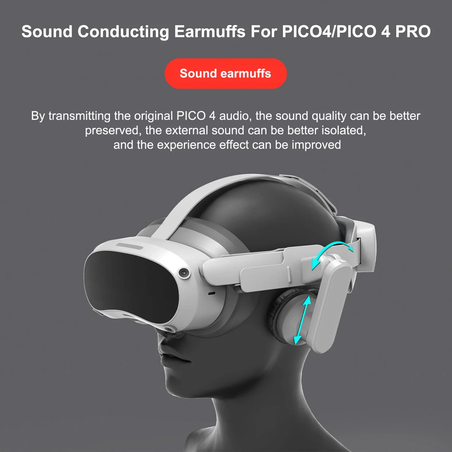 Pico 4 pro vrヘッドセット用の拡張サウンド調整可能な快適さ,pico4 