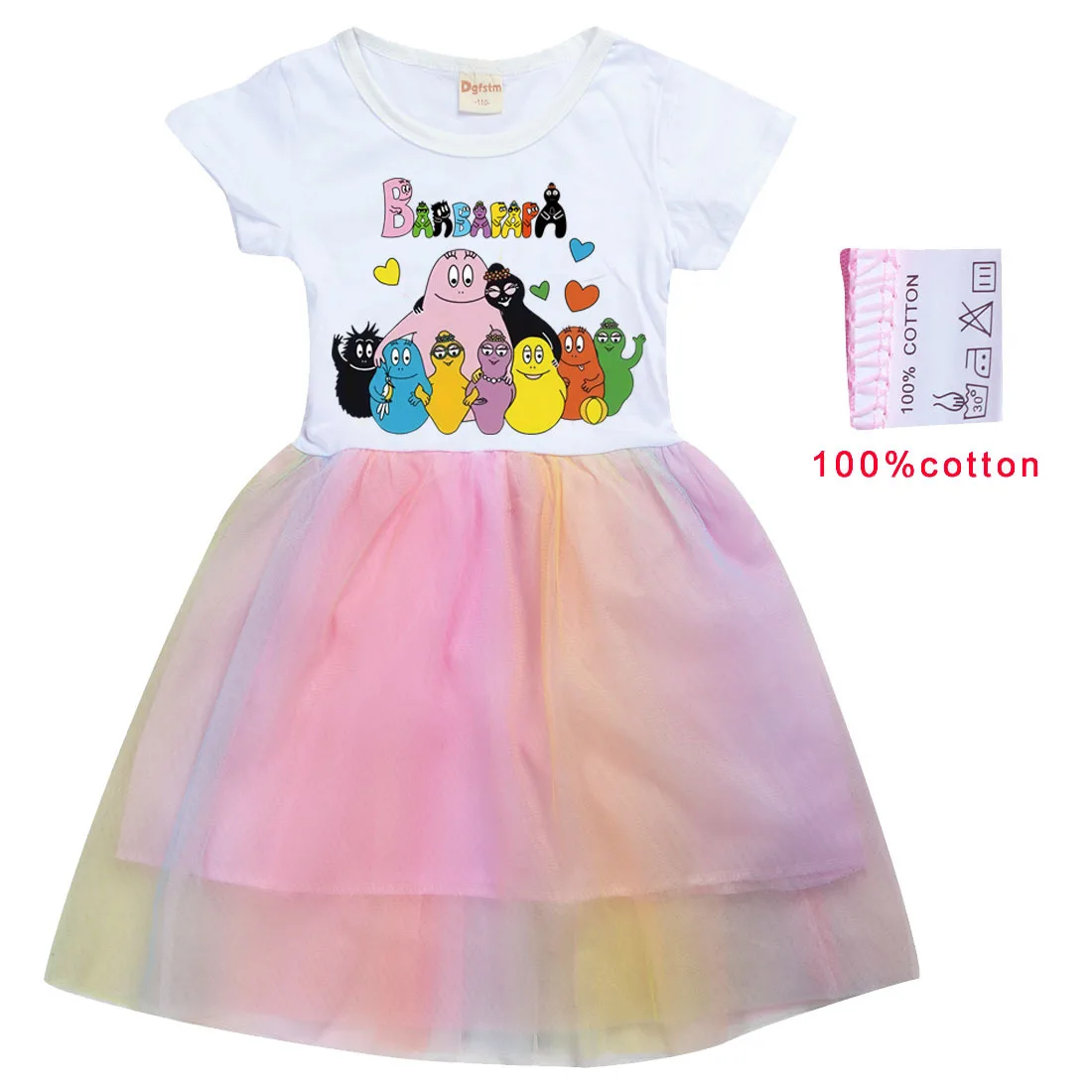 T shirt Dress Barbapapa Girls Tutu Dress Halloween Cosplay Costume Princess Kids Girls Birthday Party Dresses summer