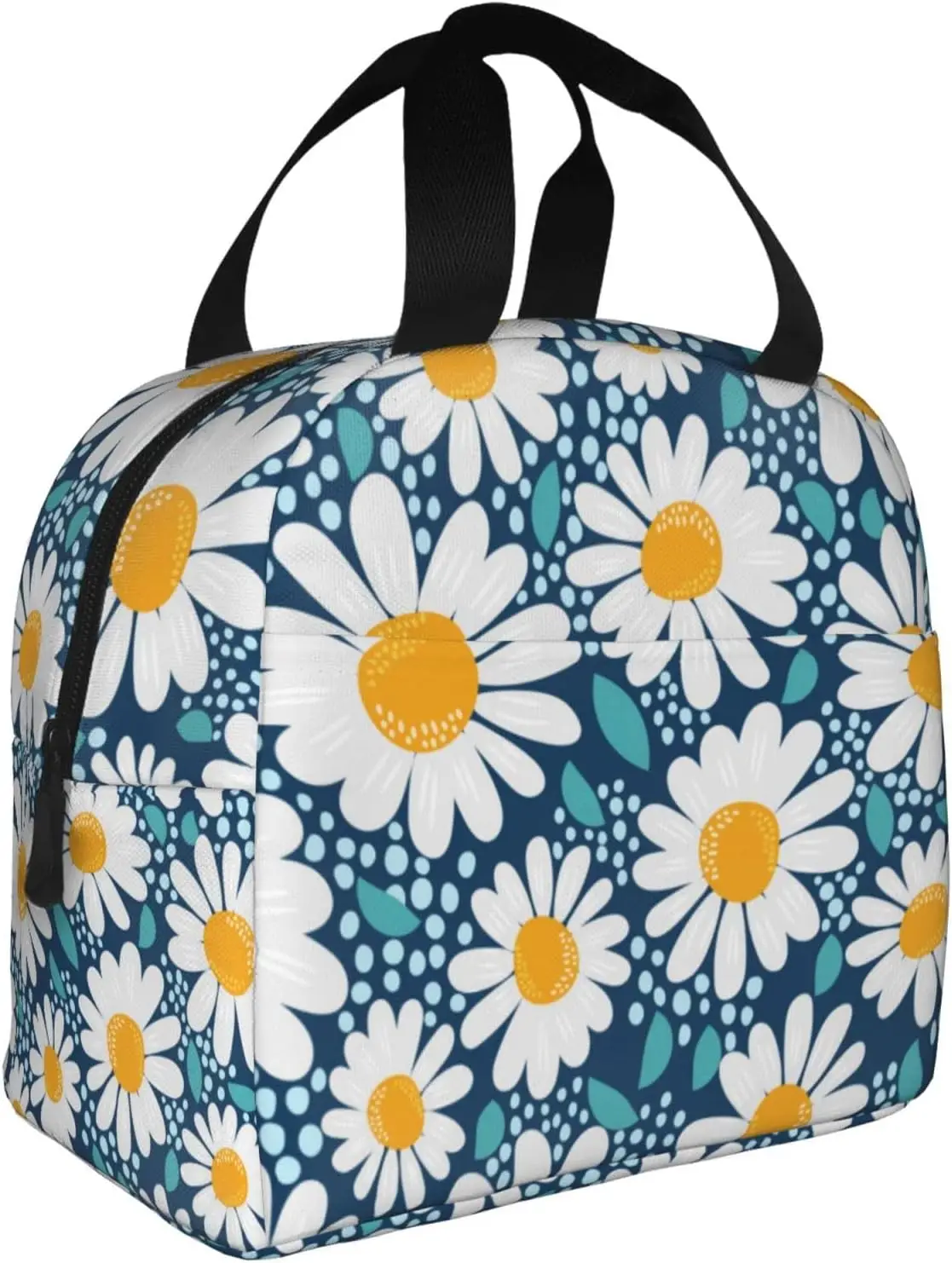 

Daisy Chamomile Floral Insulated Lunch Bag For Women Reusable Lunch Box Container Waterproof Portable Cooler Thermal Tote Bag