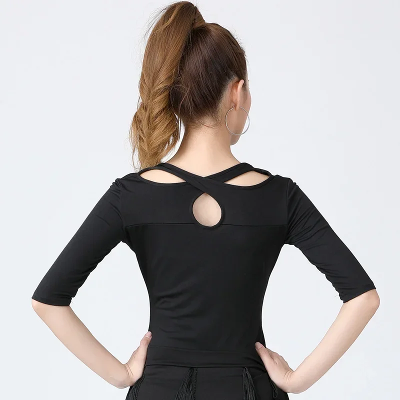 

Latin Dance Woman Fashion Top Exercise Clothes Ballroom Dancewear Waltz Modern Dancing Female Adult Performance Practice Shirt