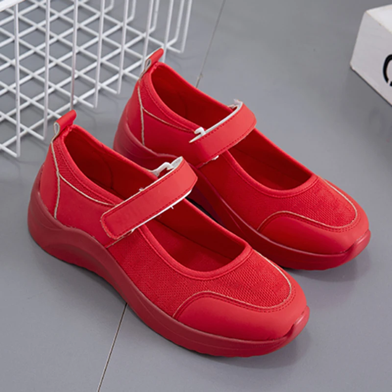 Rimocy Women Platform Flats 2022 New Hook Loop Thick Sole Casual Sneakers Woman Comfortable Light Breathable Sports Shoes Ladies