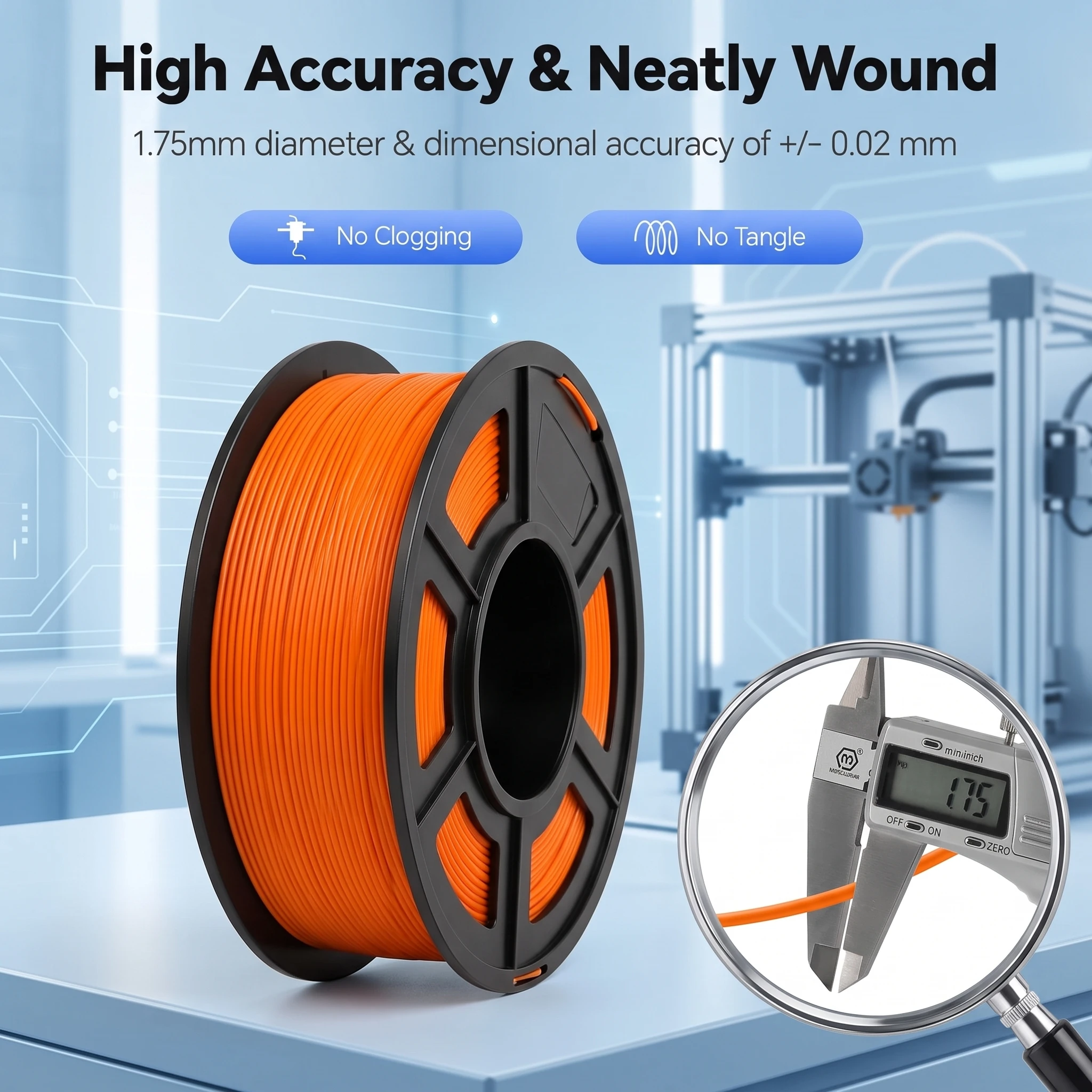 1.75mm PLA 플러스 필라멘트 고속 600mm s ±0.02mm FDM 3D 프린터용 커피 블루 오렌지 옐로우 0.55lb 스풀 총 1kg