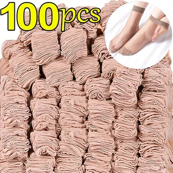 10 paia-50 paia calzini estivi trasparenti donne ultrasottili nylon signore femminili caviglia corta Meias cristallo elastico primavera seta Sox 1
