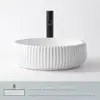 Modern White Ceramic Bathroom Vessel Sink 16.5'' Above Counter Porcelain Washing Bowl Art Basin Vanity Sinks with Pop-up Drain 5