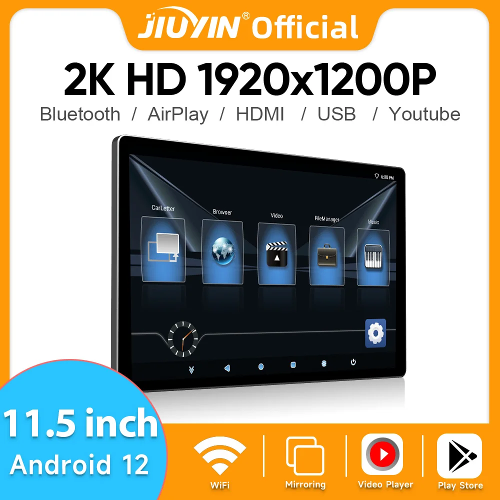 Jiuyin Monitor Poggiatesta Android 2K Ips Tablet Touch Screen Per Display Sedile Posteriore Auto Airplay Apk Lettore Video Per Bmw Nissan