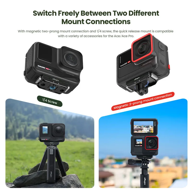 금속 마그네틱 퀵릴리즈 베이스 어댑터, 거치대 브래킷, 스포츠 카메라 액세서리, Insta360 Ace/Insta360 Ace Pro