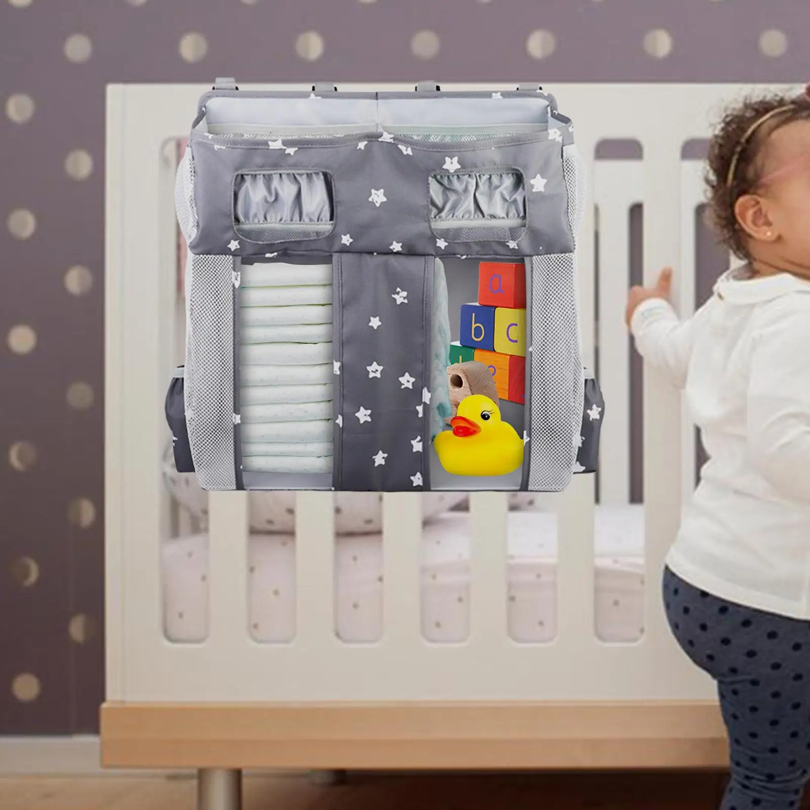 침대 옆 수납 정리함 대형 옥스포드  침대 정리 가방 방 포켓 스태커 대용량 옥스포드 기저귀 가방