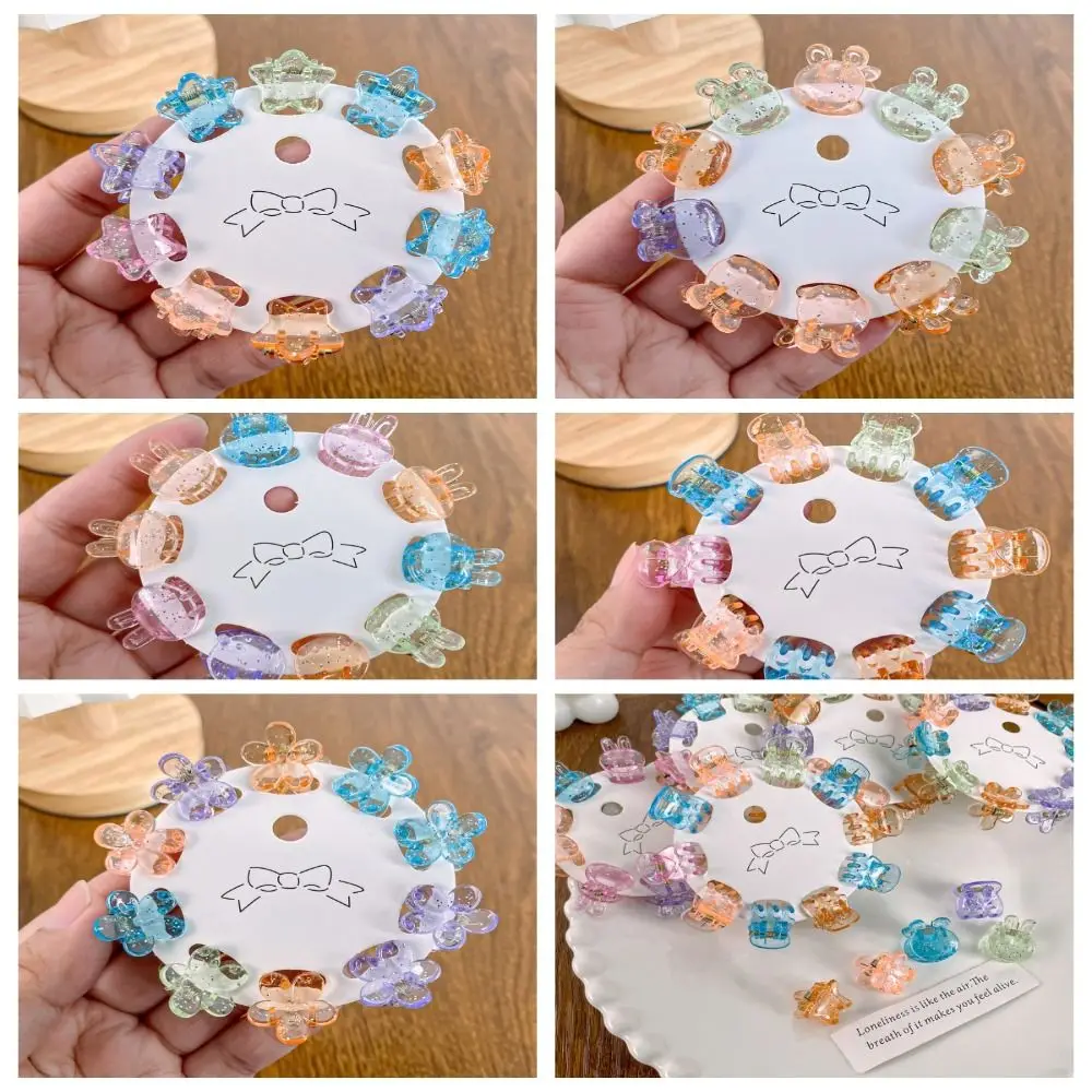 Hair Clip Mini Hair Claw Candy Color Transparent Star Hair Crab Clip Barrettes Hair Ornaments Flower Mini Hair Claw Headdress