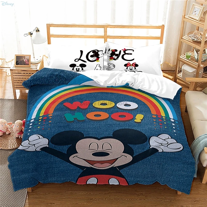 Cute White Mickey Mouse Twin Full Queen King Size Bedding Set 3d Printed Duvet Cover Pillowcases Comforter Cover Bed Sets 2/3pcs