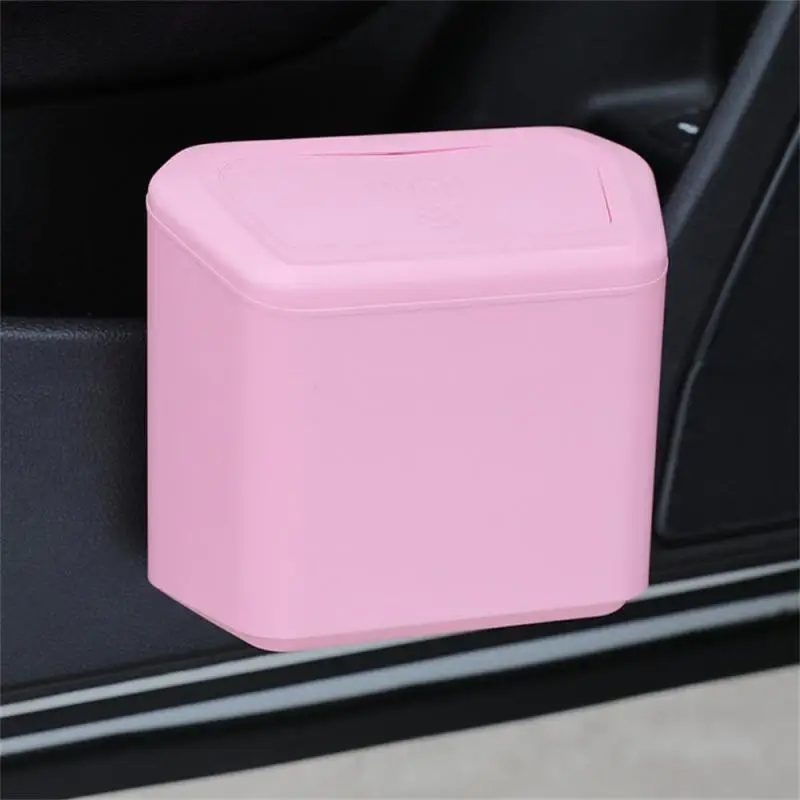 Car Trash Bin Hanging Vehicle Garbage Dust Case Storage Box Plastic Pressing Square Trash Can Type Auto Car Supplies