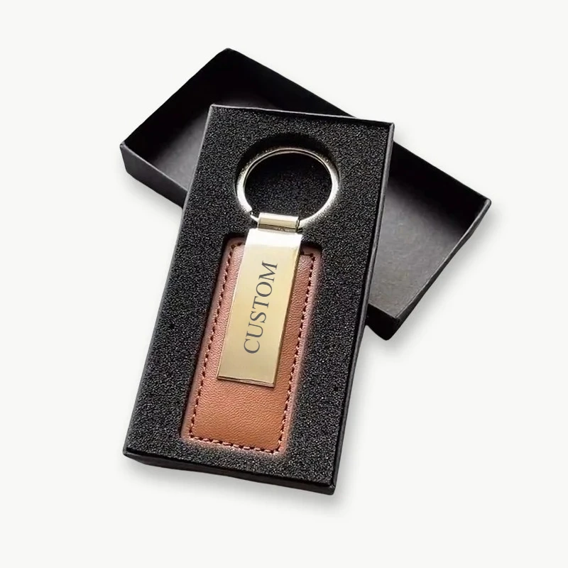 High-end Leather Keychain Custom LOGO Text for Car Door Laser Engrave ...