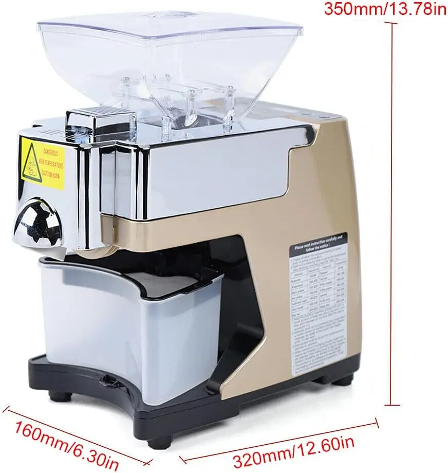 Hot And Cold Oil Press Machine, 110V Automatic Squeezer Oil Presser Stainless Steel Automatic Press Suitable For Squeezing A