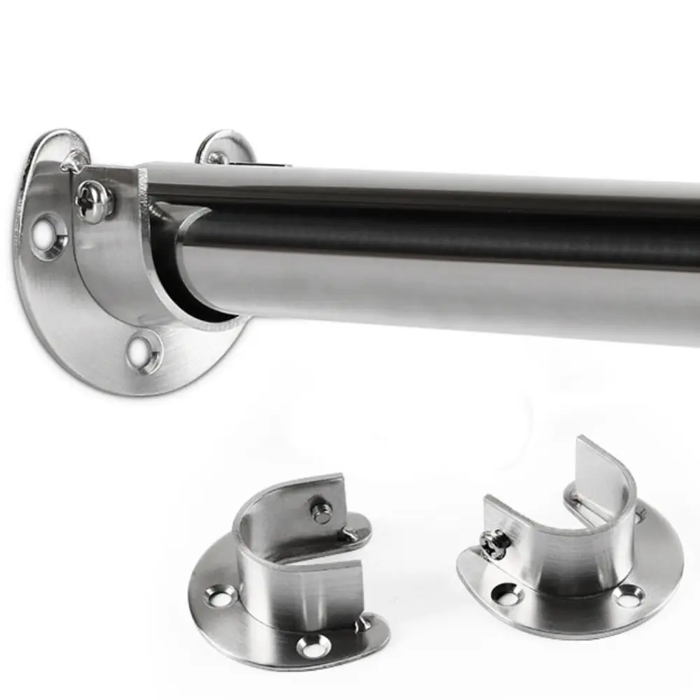 2PCS Stainless Steel Flange Seat Durable Thick with Screws Round Tube Bracket Open Wear-resistant Furniture Hanger Rail