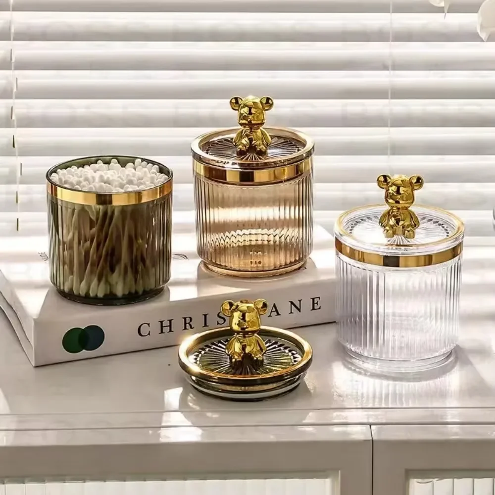 Cute Bear Cotton Pad Holder Cotton Swab Rod Storage Box Cosmetics Jewelry Bathroom Qtip Makeup Container Lipstick Organizer Box 3