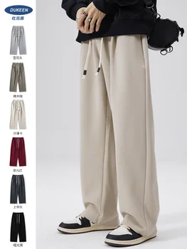 DUKEEN Pique Fabrics pantaloni della tuta per uomo pantaloni larghi causali a gamba dritta autunno e inverno tinta unita pantaloni sportivi in pile 1