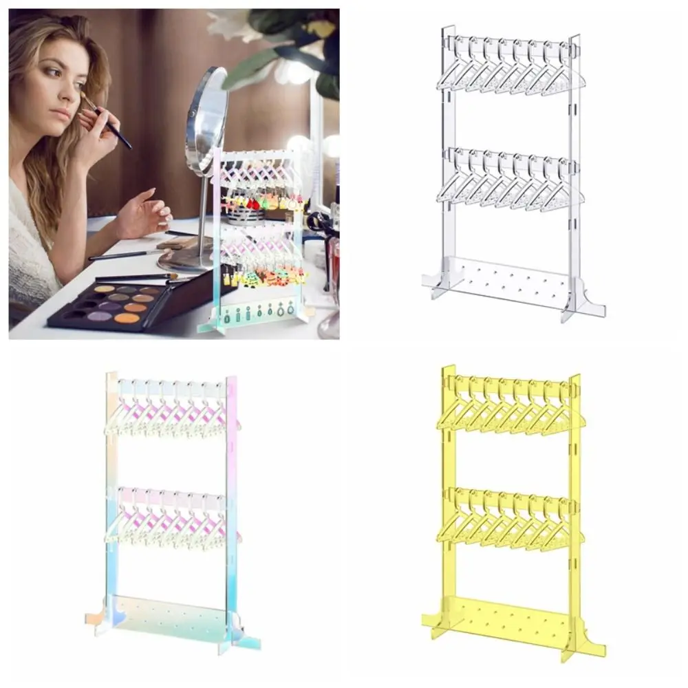 

Double Layer Coat Hanger Shape Acrylic Earring Display Stand Transparent Earrings Holders Tabletop Jewelry Display Organizers