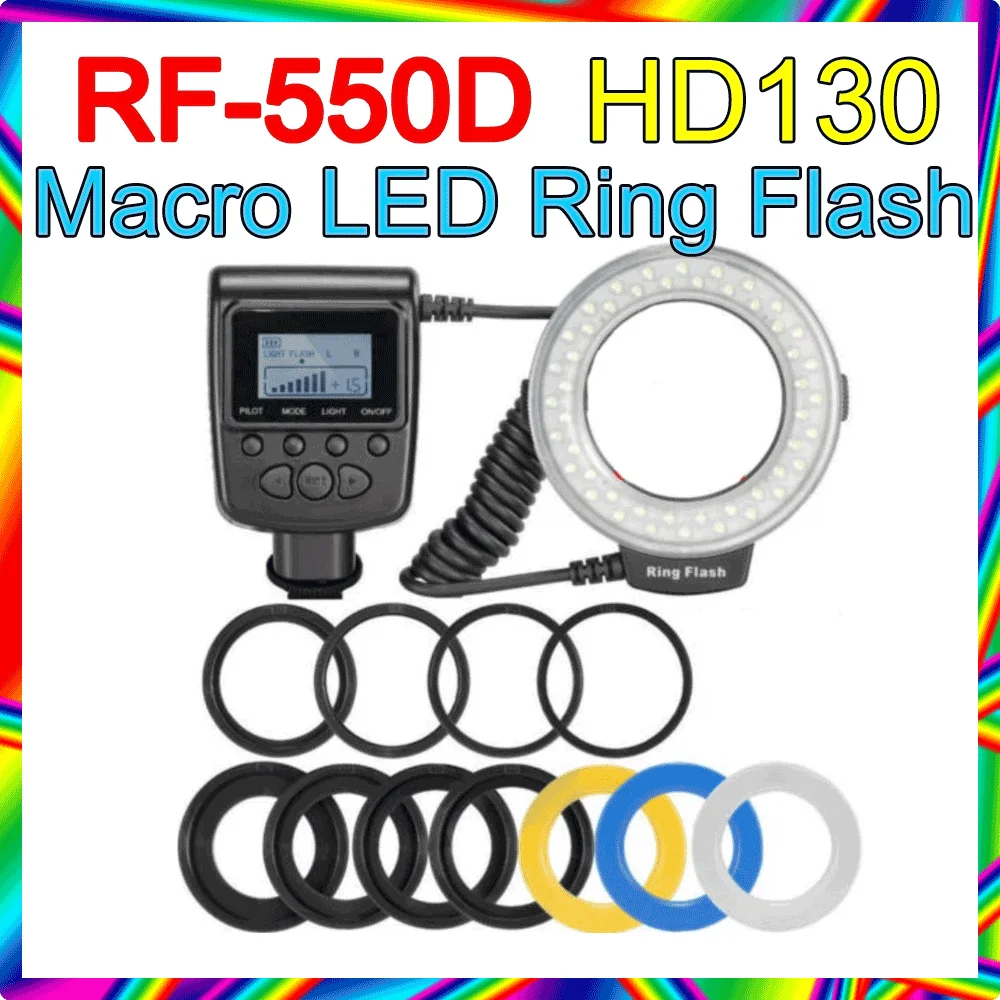 Camera Flash 48pcs Macro LED Ring Flash Bundle 8 Adapter Ring For Canon Nikon Pentax Olympus Panasonic DSLR