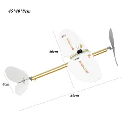DIY Hand - Thrown Flying Glider Planes - Adjustable Center with Elastic Rubber Band Power, Random Color, Assembly Kit (45 - 40 - 8cm)
