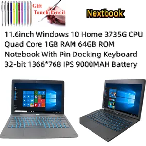 Windows 10 Home Nextbook 11.6 Pouces 1366*768 IPS 32 bits Quad Core 1/2GB RAM 64 GO ROM Nouvelle Tablette PC Avec Broches Docking Clavier