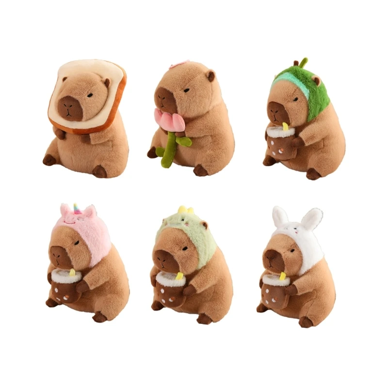 Cartoon Plush Toy Realistic Capybara for Girl Stuffed Pillow Sleep Cuddle Toy Couch Decoration Kids Favor Dropship multicolor watch pillow bracelet cushion display stand set jewelry pillow bag dropship