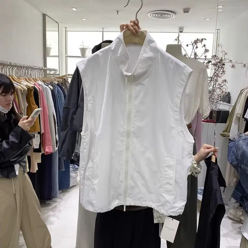 Spring/Summer New Loose Casual Style Boyfriend Feng Shui Wash Woven Hooded Vest  women vest  waistcoat women