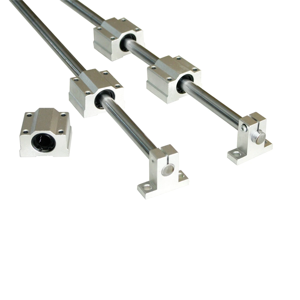 2Pcs Linear Shaft 4Pcs SCS8/10/12/16UU Linear Bearing Blocks 4Pcs SK8/10/12/16 Bearing Support
