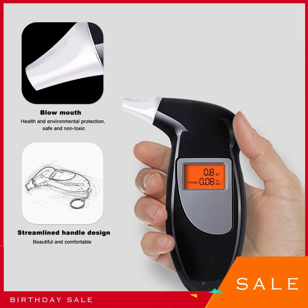 Breath Alcohol Tester Lcd Display Digital Professional Police Alert Breathalyzer Analyzer Detector Test