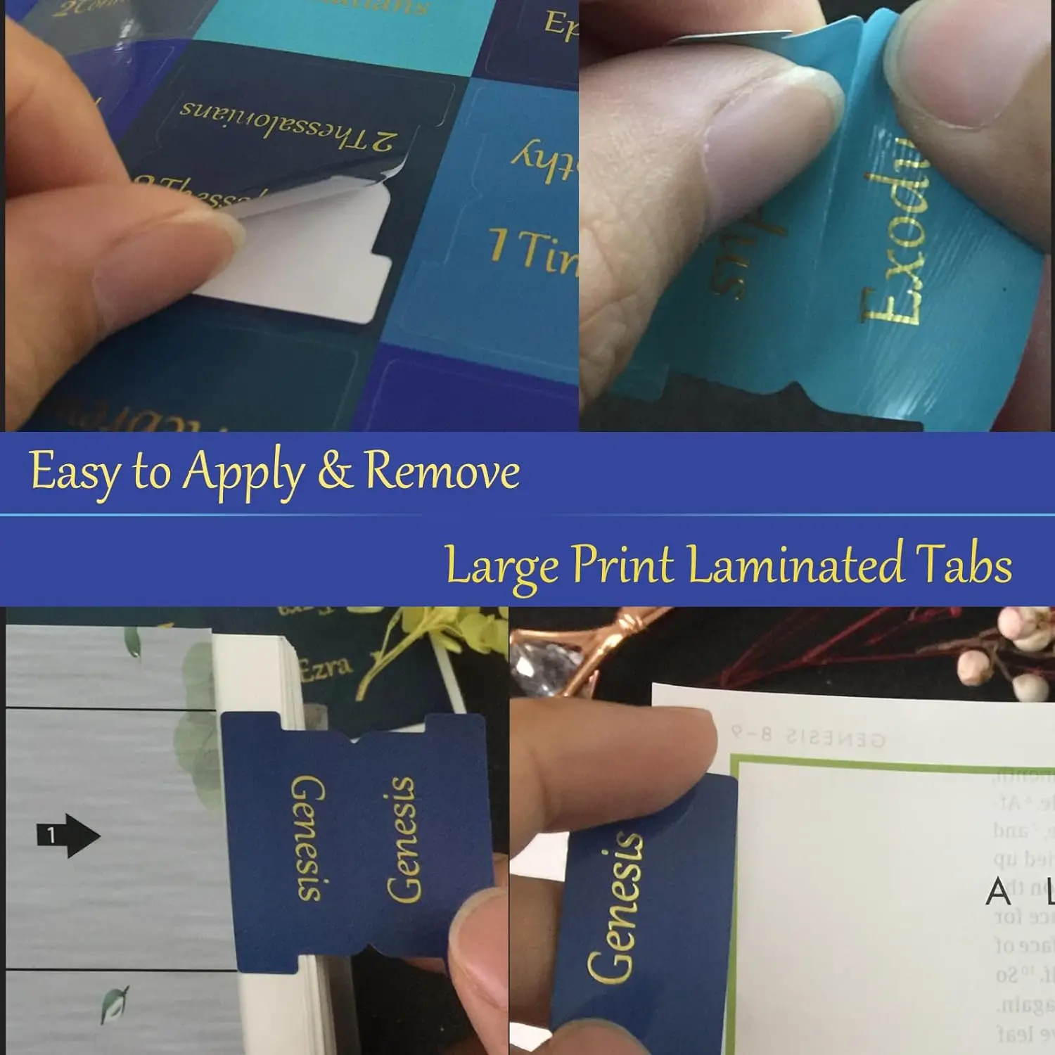 Bible Tabs, 75 Tabs, Large Print Laminated Bible Tabs for Women and Men, Easy to Read Book Tabs for Study Bible, Index Ta