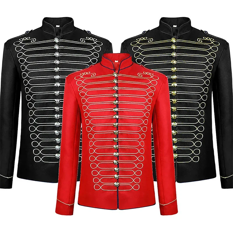 Black-gold/Silver Halloween Blazer Jacket for Men and Women medieval Court Dress Vintage Gothic Steam Drummer Costume blazer jacket