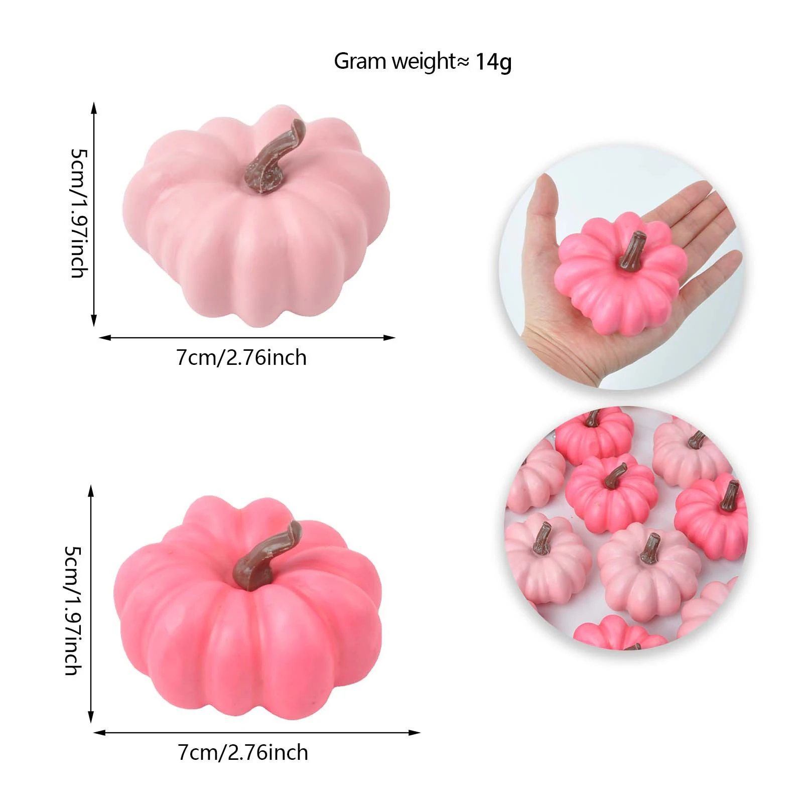 Pink Decorative Pumpkin Mini Artificial Simulation Pumpkin Ornament Thanksgiving Halloween Cute Decors Home DIY Wreath Supplies