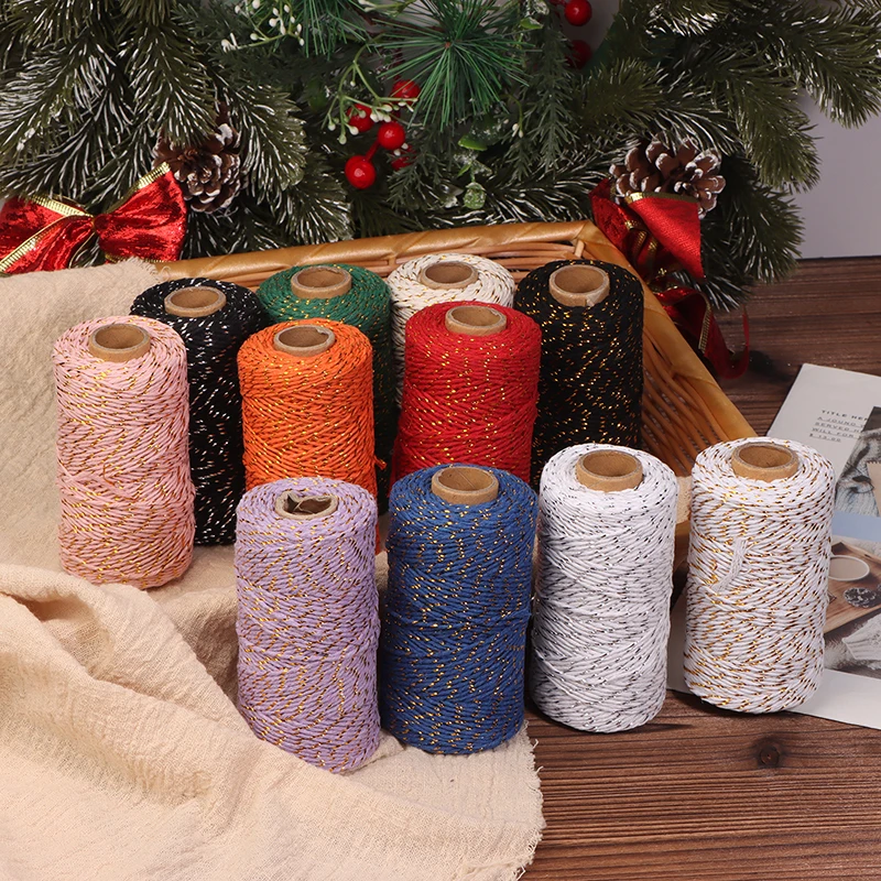 1Roll 2MM*100M 11 Colors Cotton Twine Rope Cord Tying Christmas Wedding Decoration Gift Packaging String DIY Gift Crafts Wrap