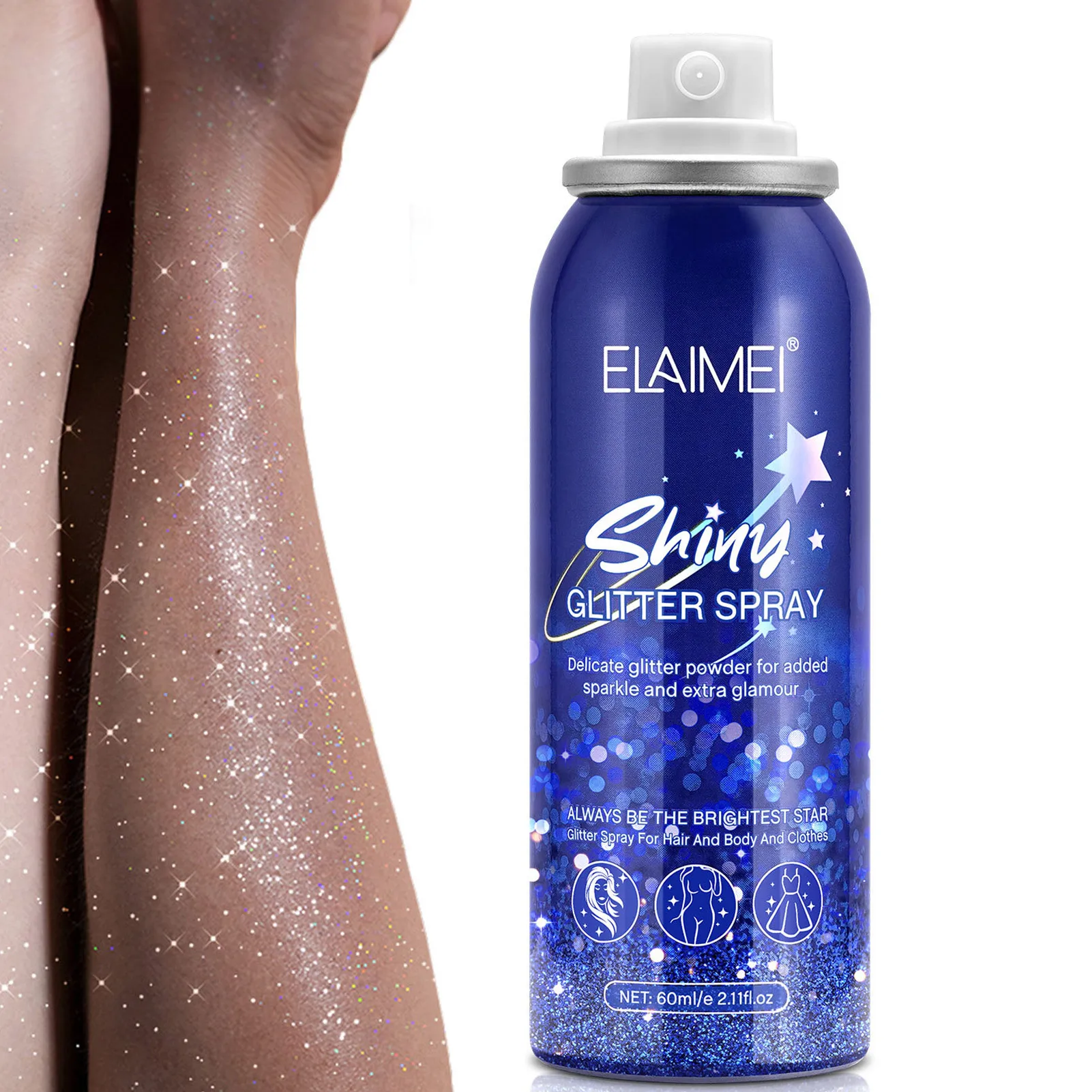 Glitter Spray Body Glitter Mist Spray Shimmery Powder 60ml Highlighter